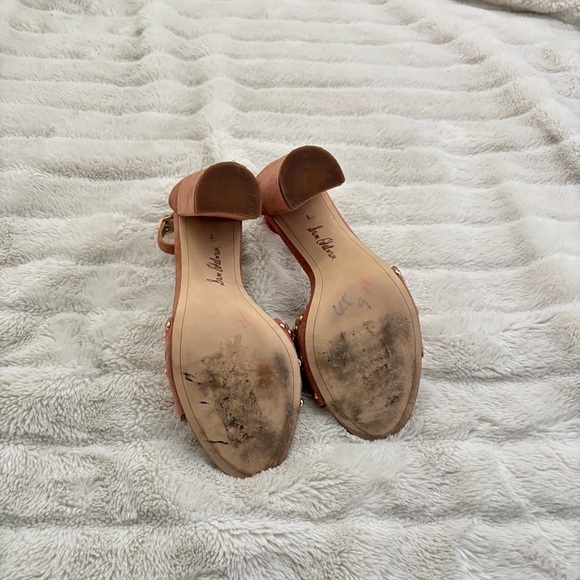 Sam Edelman Suede Leather Studded Open Toe Chunky Heels Size 8 - Picture 12 of 16